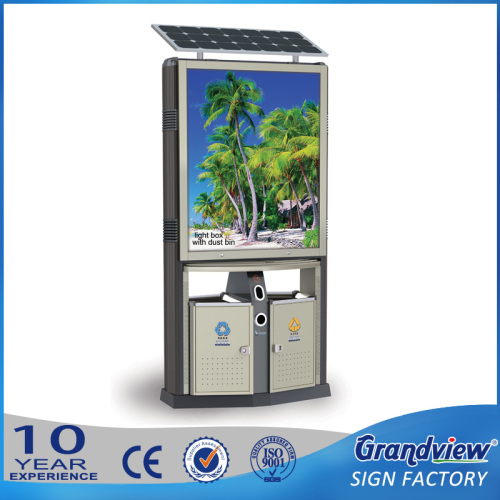 Solar power standing trash bin advertising outdoor led signage