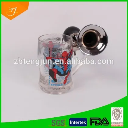 logo print white beer mug with trumpet