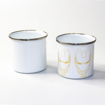 Großhandel weißer leerer Griff Sublimation Emaille Tumbler für Wärmepressdruck