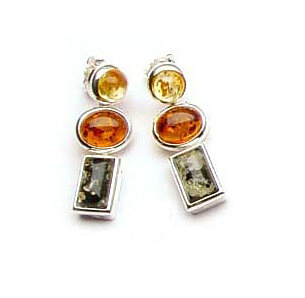 Vintage sterling silver 925 drop earrings with diamond