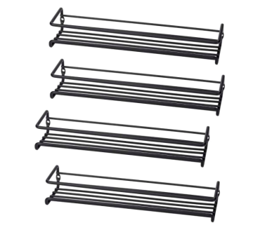 Simple Black Stainless Steel Wall Hanging Spice Rack