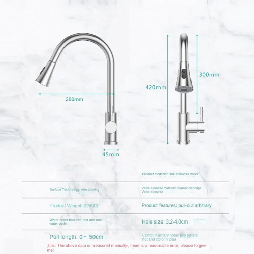 Stainless Steel Cold Hot Pull Down Kitchen Faucet