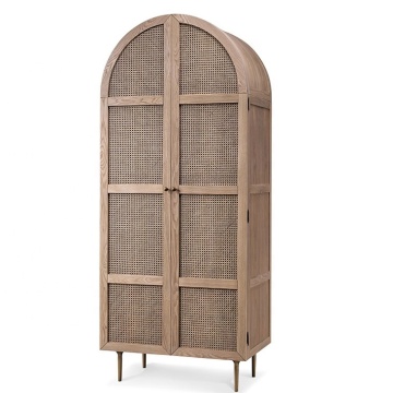 High Quality Tropical Solid Wood Rattan Wardrobe Closet