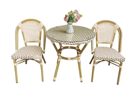 Outdoor Rattan Dining Set - 4 Seat Brown Furniture for Garden and Patio