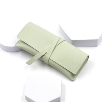 Ready Stock Green PU Leather Eyeglasses Case with Strap Closure