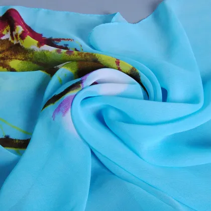 Lotus Printed Lady Long Head Chiffon Scarf