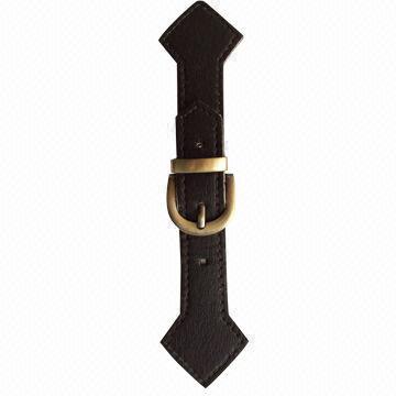 Fashion Leather Strap with Stitched Edges and Brushed Antique Brass Buckle for Garment Decoration