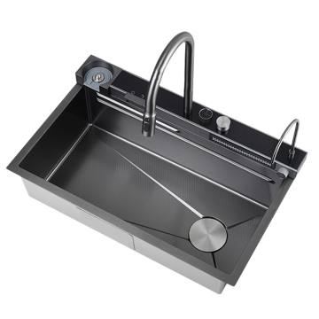 Modern Waterfall Stainless Steel Smart Kitchen Sink with Digital Display