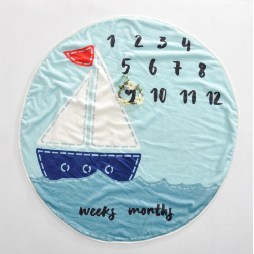 Newborn round Flannel Photograph baby milestone Blanket