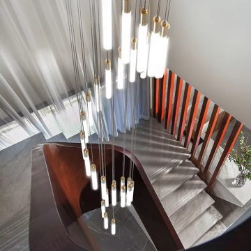 Factory Price Modern Simple Tube Spiral Stair Chandelier for High Floor Stairs LED