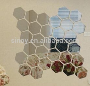 wall decoration mirror hexagon art deco splicing silver mirror supplier