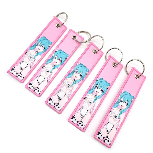 Heat Transfer Printing Fabric Custom Anime Pink Keychains