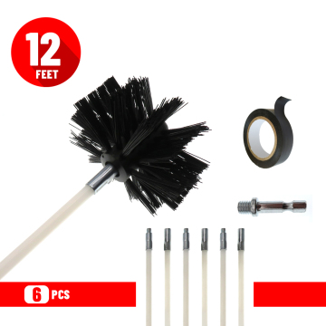 6 Pcs 12 FT Drill Driven Dryer Vent Lint Cleaning Brush Kit