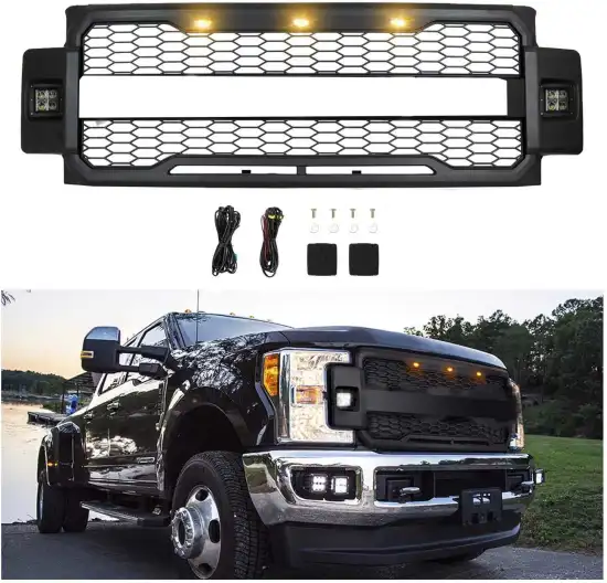 Gobison Front Car Grille with Light for FORD F250 F350 F450 (2017-2020)
