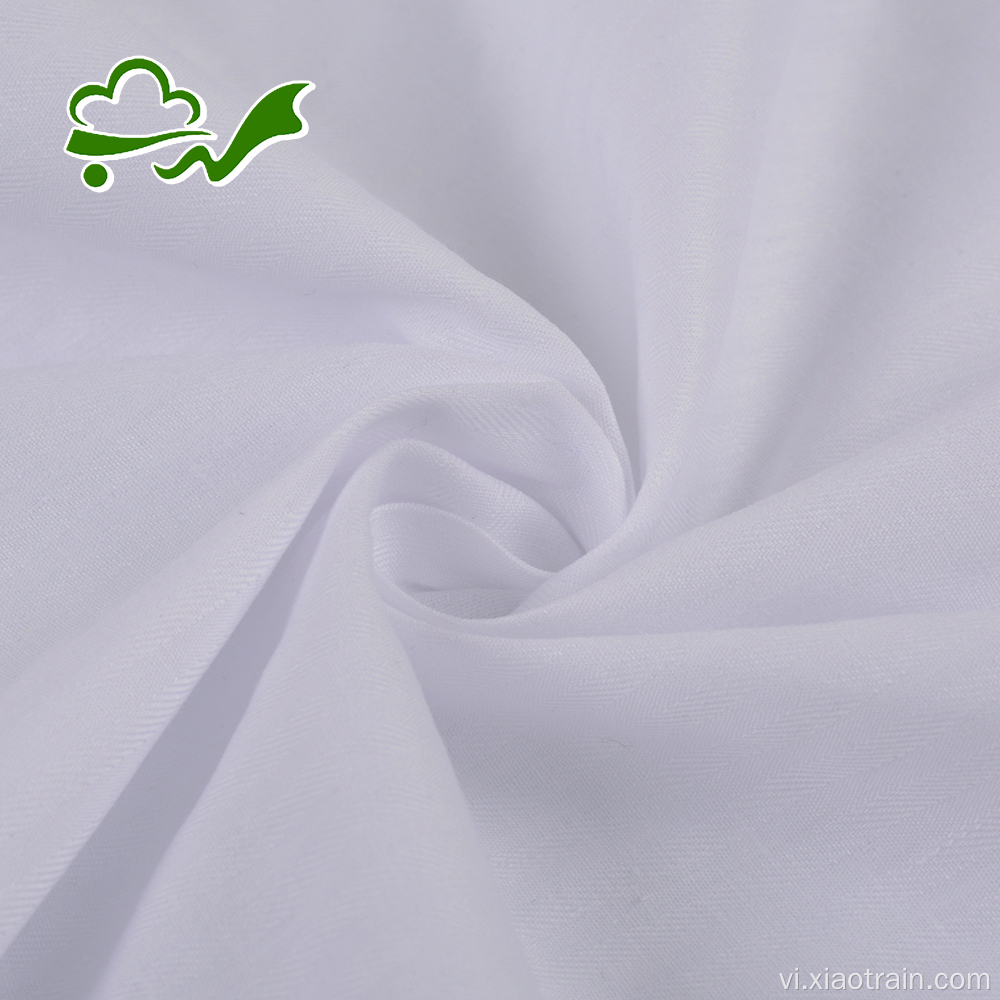 Vải áo thun cotton polyester dệt thoi màu trắng