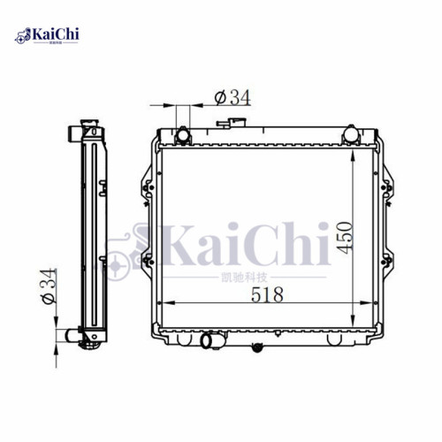 164005B590 Radiador Toyota Hilux Pickup 2.4td 1997-2006 MT