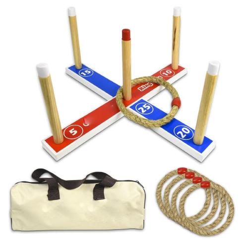 Wooden Ring Toss Game with Carrying Case