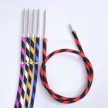 Two Color Mix Shisha Accessories: 1.8m Silicone Hookah Pipe with Stainless Steel Handle