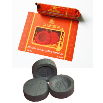 Al charcoal 10pcs/roll Naturel Chicha Fully Burning Coal 33mm Quickly Light Charcoal for Shisha Hookah Chicha Sheesha