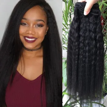 100% Virgin Unprocessed Indian Human Hair Vendor,Kinky Straight/Kinky Coarse Customized 200 Gram Human Hair Clip In Extentions