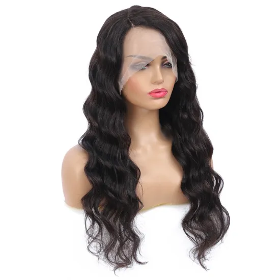 X-TRESS  Long Loose Wave Human Hair Wigs With Side Part Lace Front Wig Natural Black Brazilian Hair For Black Women Daily Wig