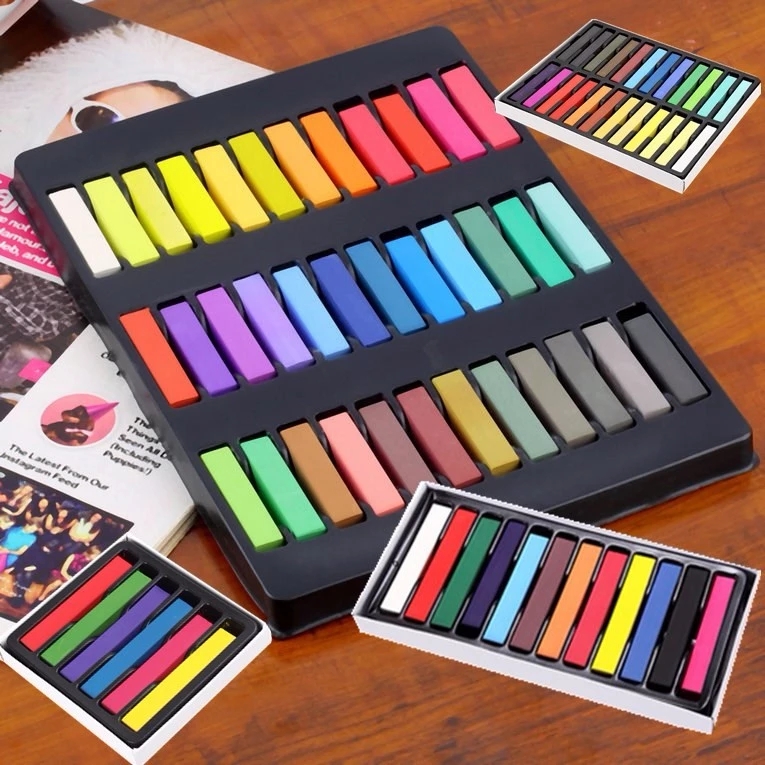 36 สีชอล์กสีชั่วคราวชุดแฟชั่นผมชอล์กสีเทาสีย้อมสำหรับผม 3 36 Colors Temporary Color Chalk Set Fashion Hair Chalk Hair Crayons Dye For Hair3