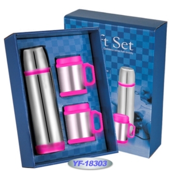 Vacuum Flask Gift Sets (Pink Rubber)