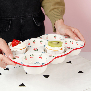 Custom Rose Decal Non-Stick 6 Cup Ceramic Muffin Pan