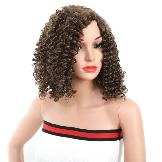 MYZYR own brand synthetic wig   cheap heat resistant high quality synthetic wig20Inch kinky curly synthetic wigLight Brown