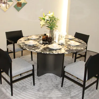 Bulgari High-End Modern Cream Marble Round Dining Table