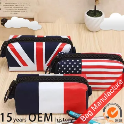 Factory custom Creative flag pencil bag