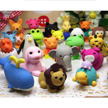 Creative Novelty Cartoon Animal Multi-patterns Erasers Random Color