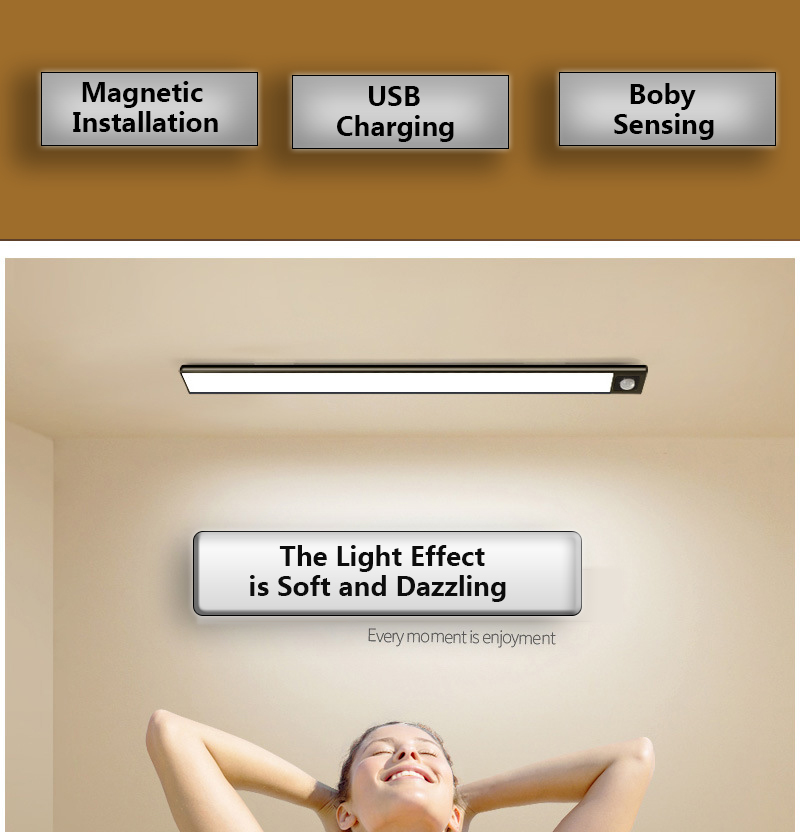 Led wardrobe light Hot selling 5w USB Charge hand scan Led sensor light for kitchen cabinet