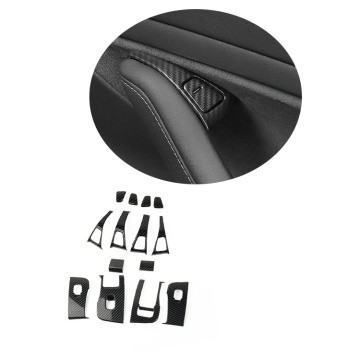Carbon Fiber Interior Door Pull Handle Cover Set for Tesla Model 3 & Model Y - 14pcs