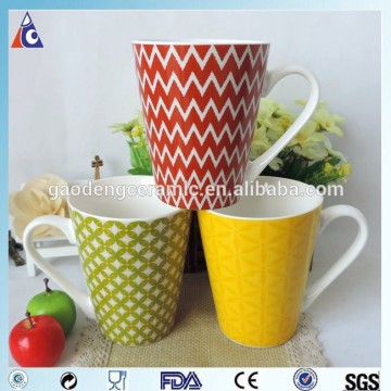 Green printing cheap ceramic cup for tea