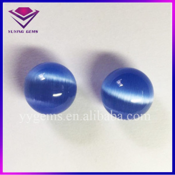 High Quality Loose Sapphire Blue Cat's Eye Round Cut Synthetic Gemstone