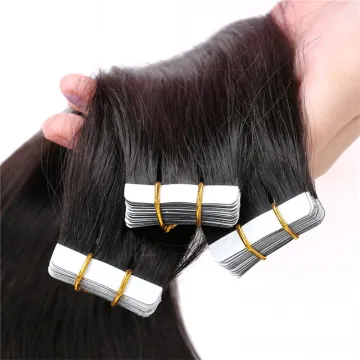 Natural Black Brazilian Human Hair Tape In Hair Extensions