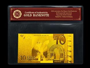 EURO 10 Gold Foil Banknotes 24k Gold With PVC Holder And CO