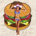 Пользовательский печатный гамбургер песок бесплатный пляжный полотенце