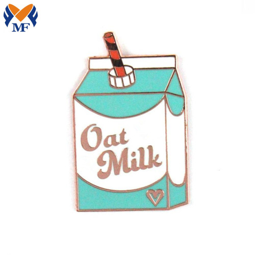 Metal Custom Gold Milk Carton Pin Badge