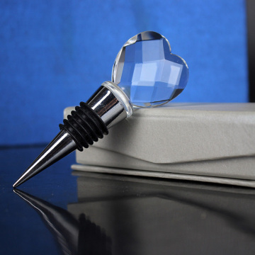 Wine Bottle Stopper with Heart Shape Diamond Crystal for Wedding Souvenirs
