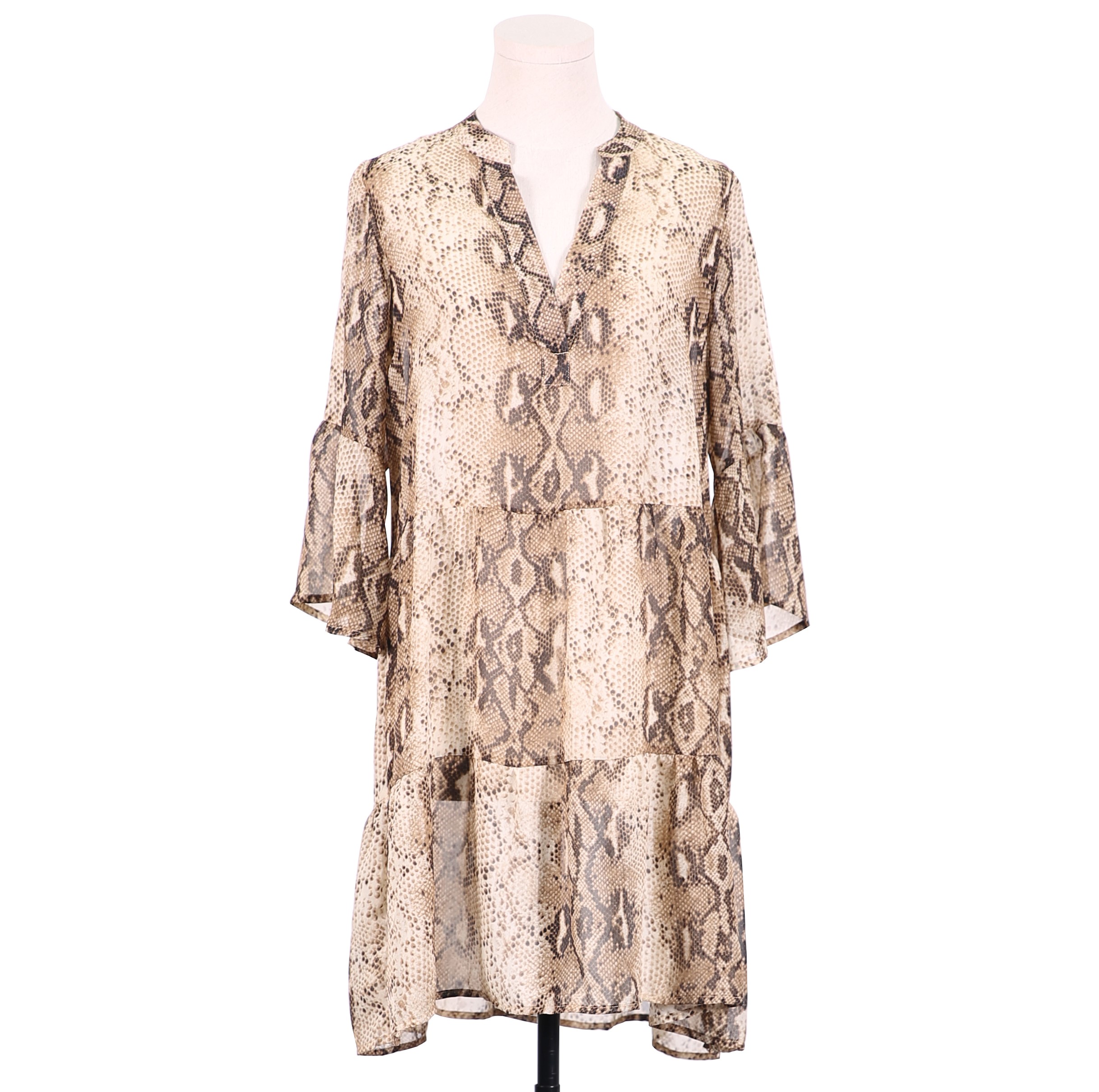 Snakeskin Print Dress with Ruffle Midi Dress