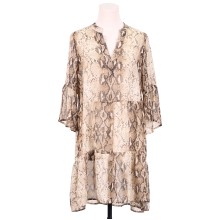 Snakeskin Print Dress with Ruffle Midi Dress