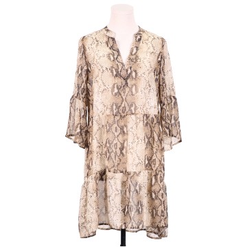 Snakeskin Print Dress with Ruffle Midi Dress