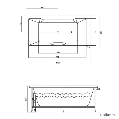 Rectangle Whirlpool Massage Bathtub