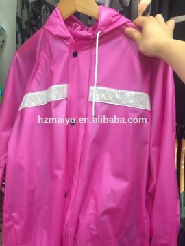 Maiyu waterproof pvc plastic raincoat with reflective tape