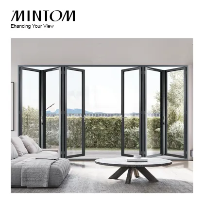 Aluminum Balcony Veranda Bifold Folding Accordion Exterior Glass Sliding Patio Doors
