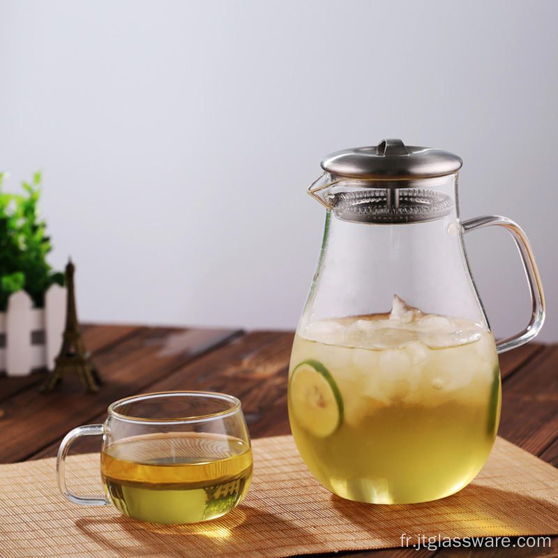 Grand pichet à jus en verre avec couvercle