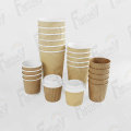 Disposable Kraft Paper Cups Ripple For Coffee Shop