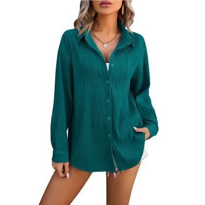 2024 Women's Spring Summer New Wave Texture Loose Fashion Shirt